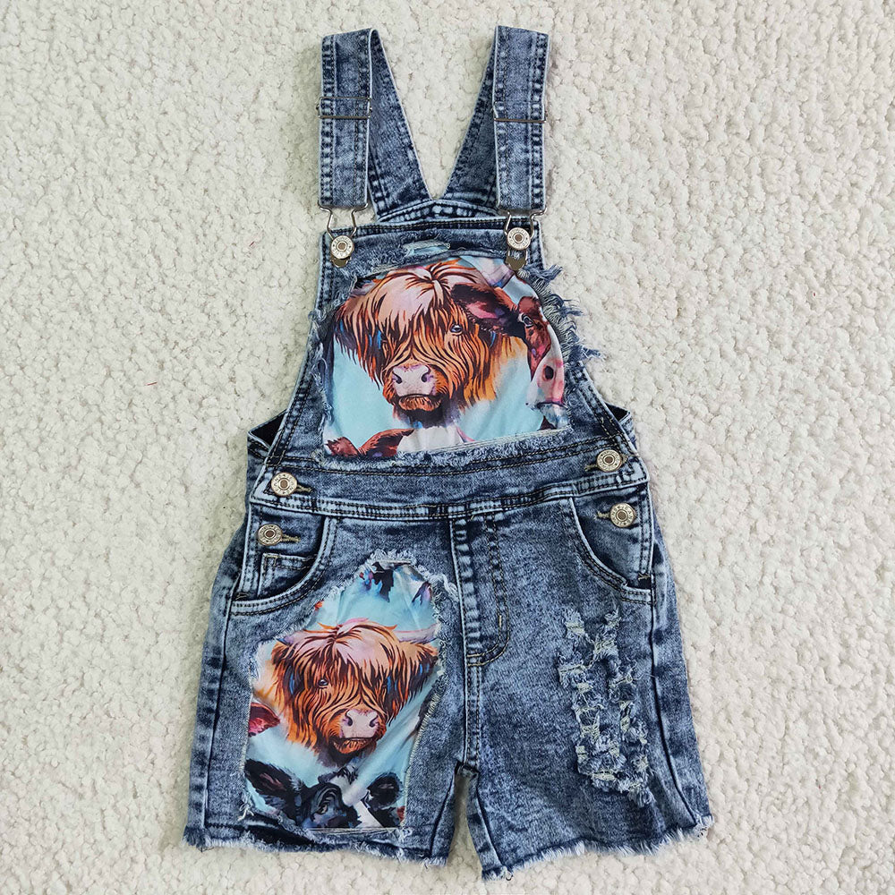 4 Colors Western Baby Girls Boys Denim Shorts Overall Jumpsuits