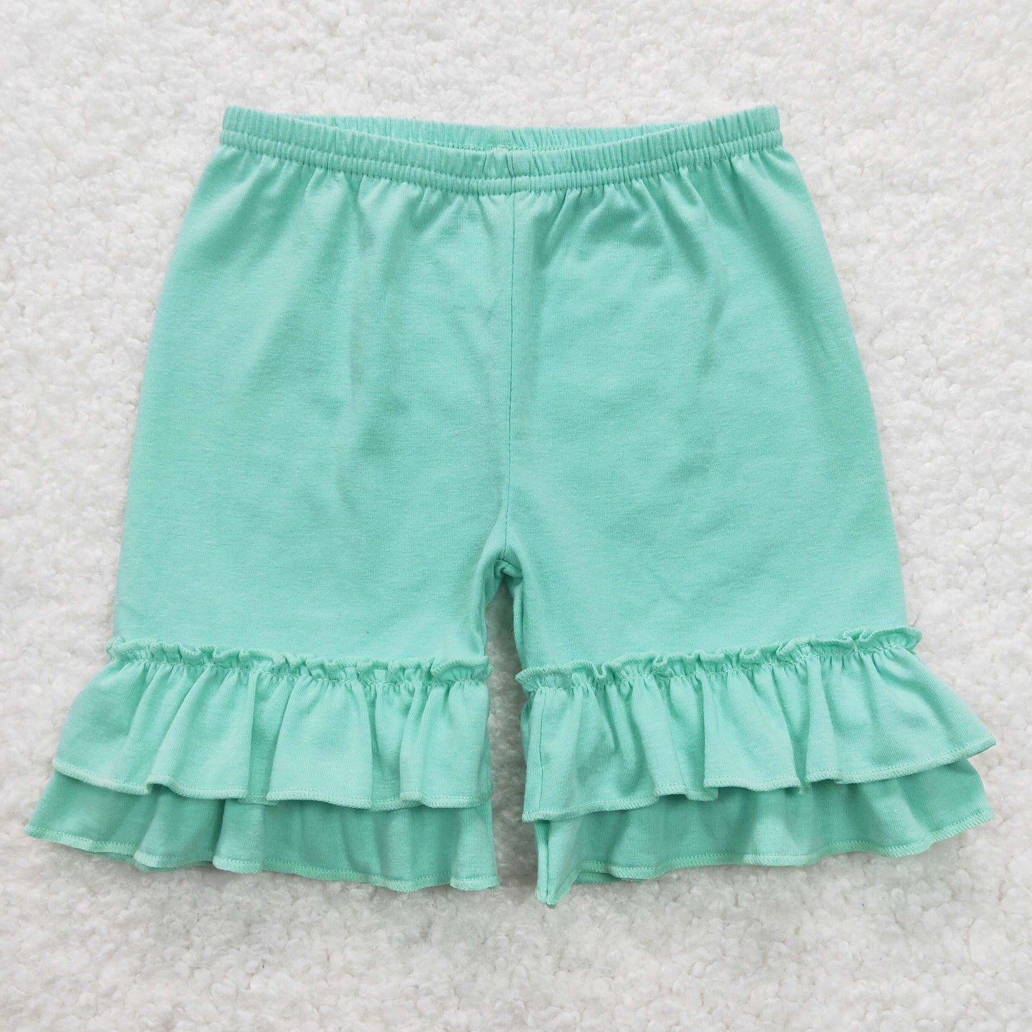 Sibling Baby Girls Summer Color Cotton Double Ruffle Shorts Bottoms