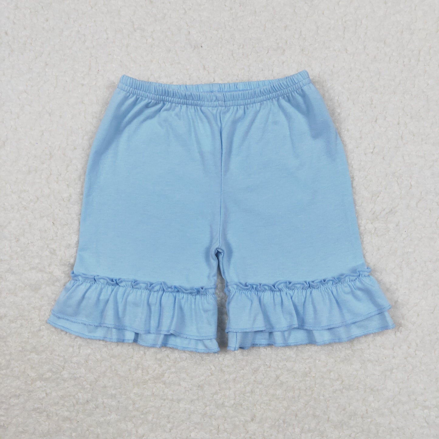 Sibling Baby Girls Summer Color Cotton Double Ruffle Shorts Bottoms