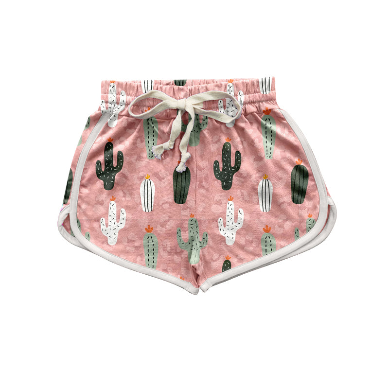 Adult Women Pink Cactus Print Western Summer Shorts Preorder