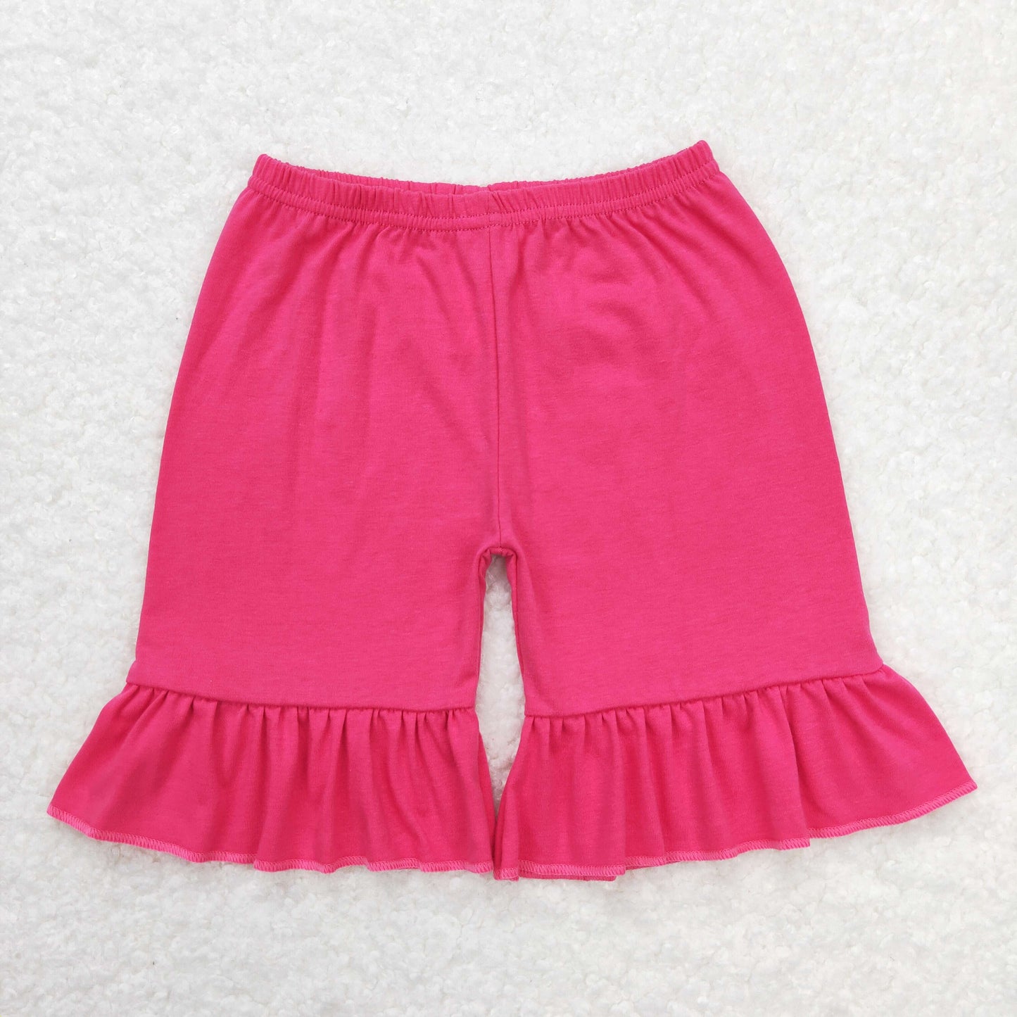 Sibling Baby Girls Summer Color Cotton Double Ruffle Shorts Bottoms