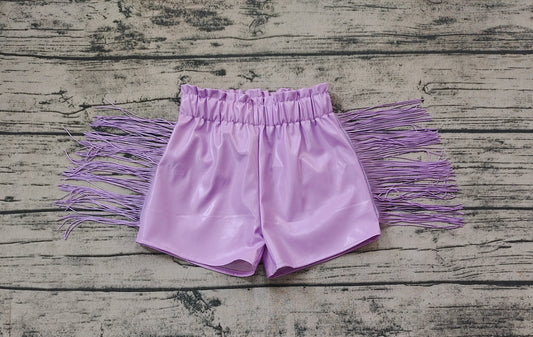 Baby Girls Lavender Tassel Pleather Shorts