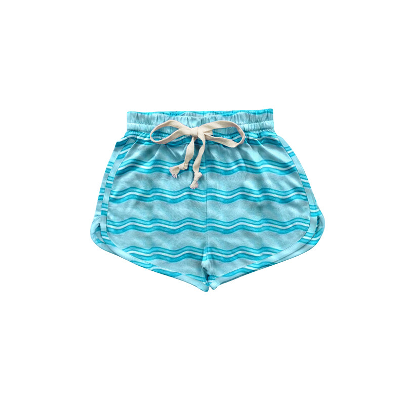 Baby Girls Blue Stripes Elastic Sports Shorts Preorder