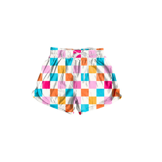 Baby Girls Colorful Checkered Elastic Sports Shorts Preorder