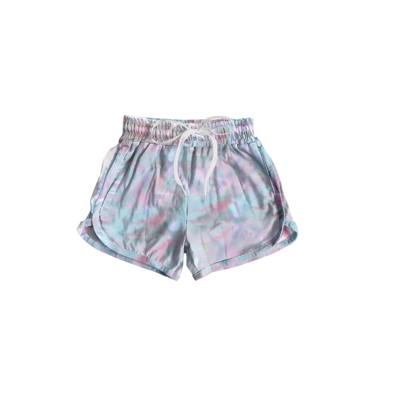 Baby Girls Blue Pink Tie Dye Elastic Sports Shorts Preorder