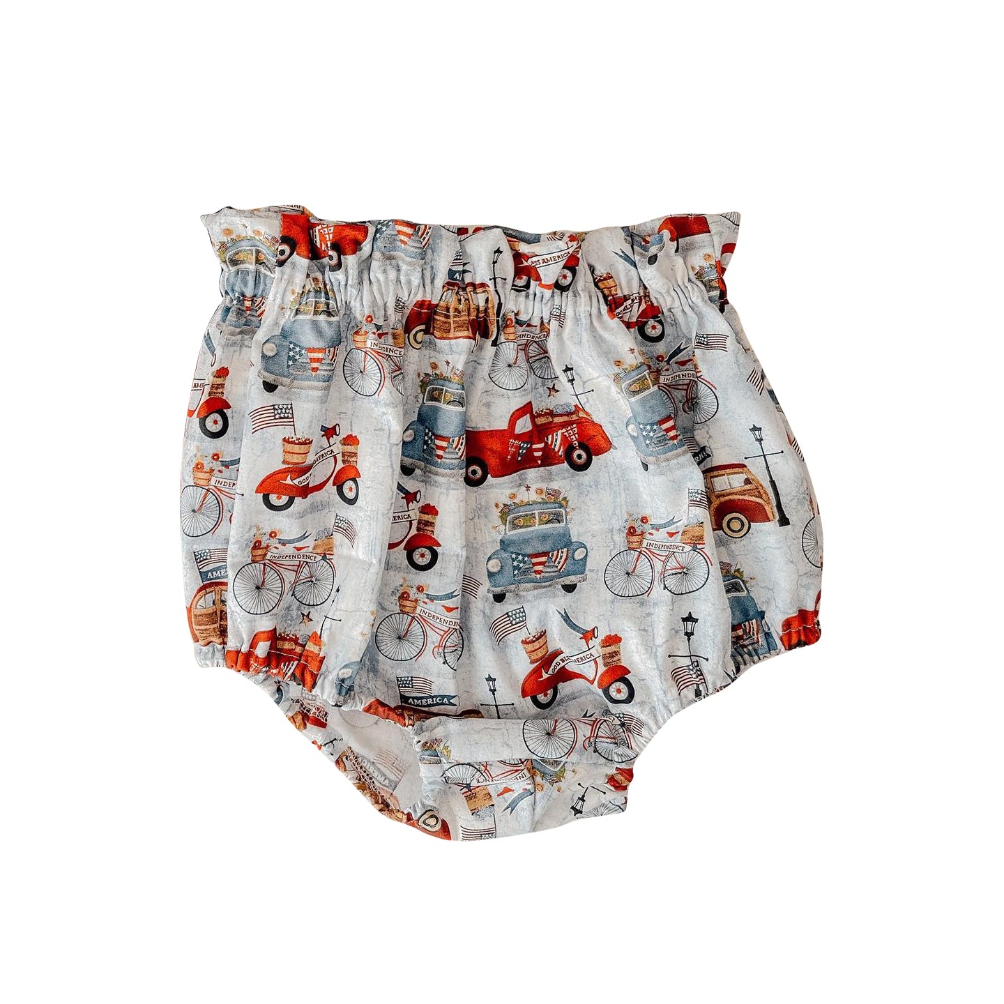 Baby Girls 4th Of July Cars Elastic Bottoms Bummies Preorder