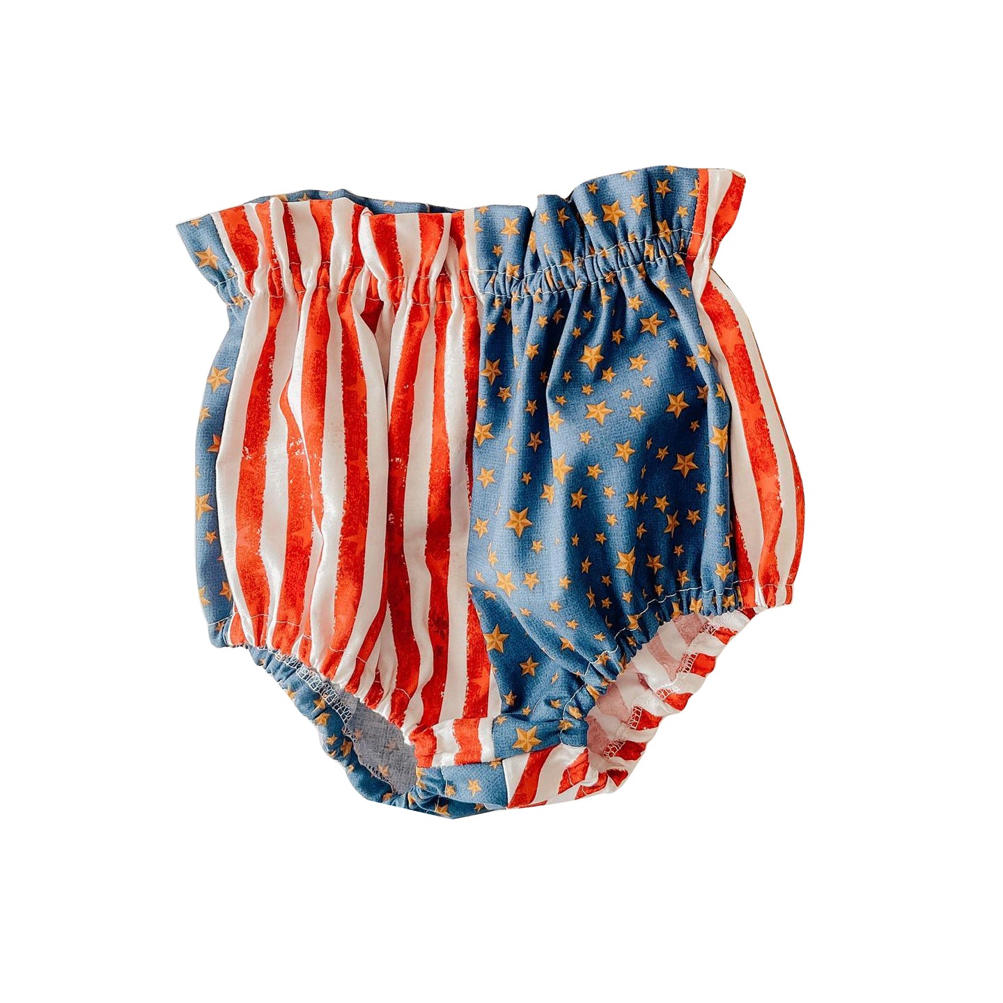 Baby Girls 4th Of July Stripes Stars Elastic Bottoms Bummies Preorder
