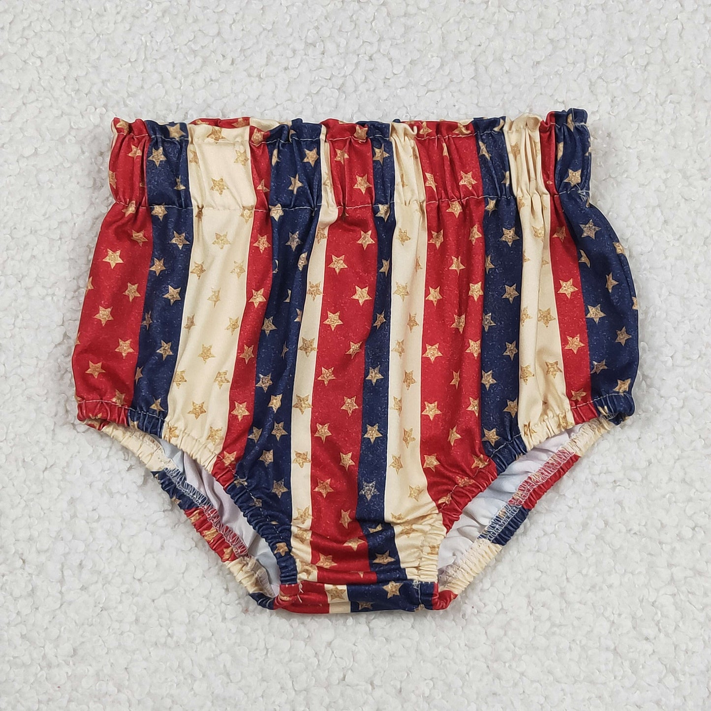 Baby Girls 4th Of July Stars Stripe Elastic Bottoms Bummies