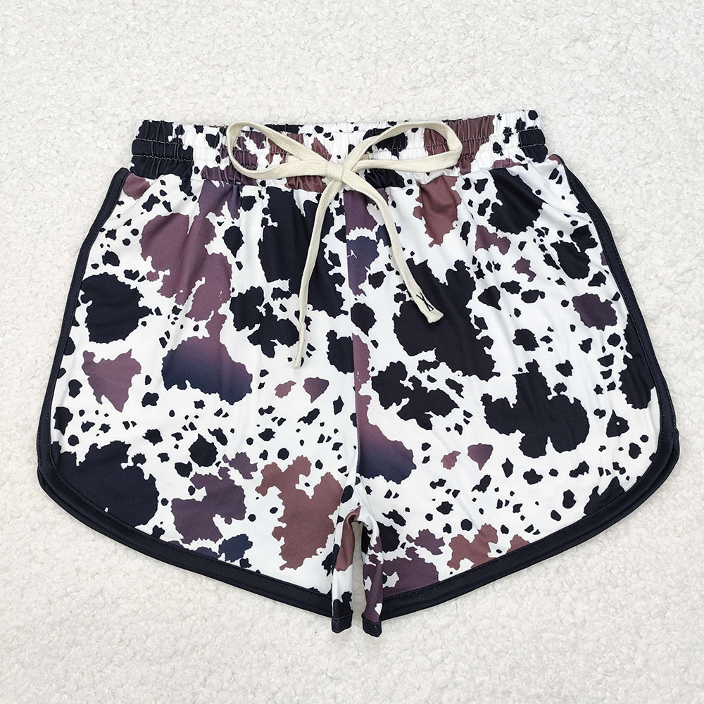 Adult Women Cowhide Print Western Summer Shorts