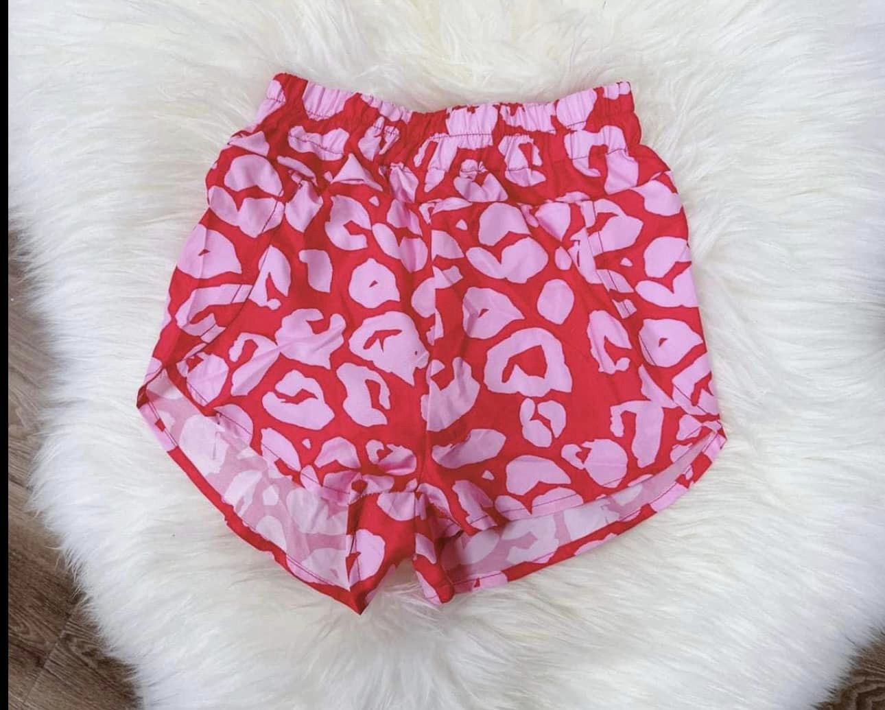 Adult Women Pink Leopard Summer Shorts Preorder