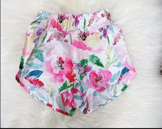 Adult Women Pink Flowers Summer Shorts Preorder