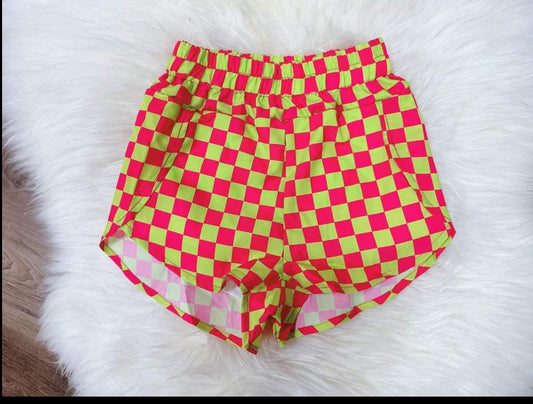 Adult Women Pink Checkered Summer Shorts Preorder