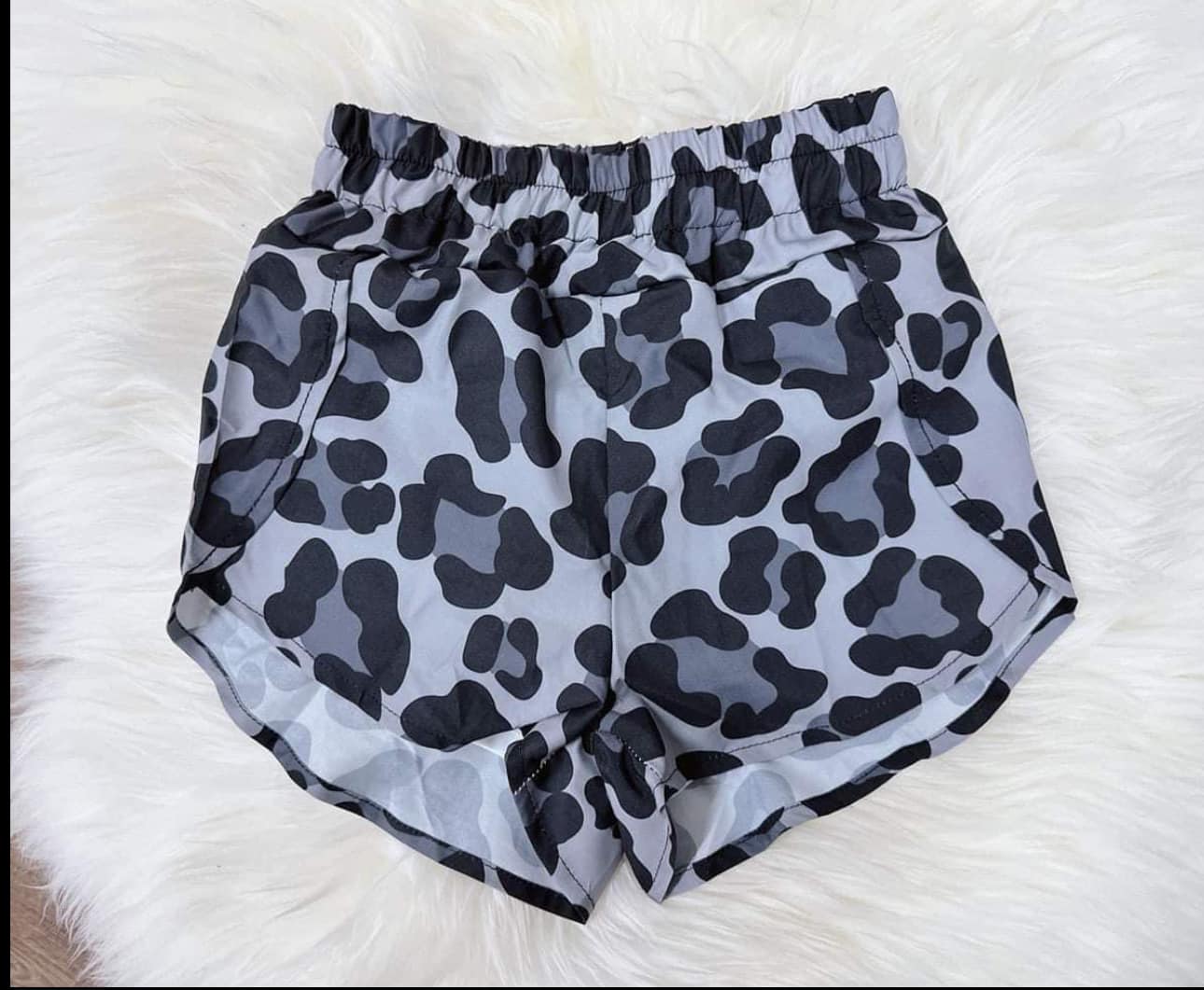 Adult Women Grey Leopard Summer Shorts Preorder