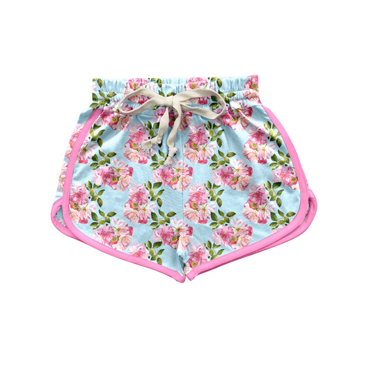 Adult Women Pink Blue Flowers Summer Shorts Preorder