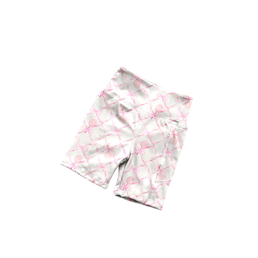 Baby Girls Pink Tennis Bows Yoga Biking Shorts Preorder