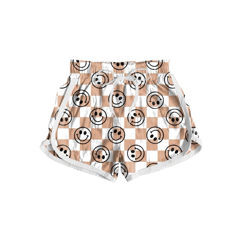 Adult Women Smile Khaki Checkered Summer Shorts Preorder