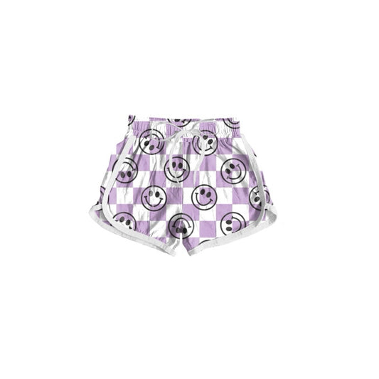 Baby Girls Smile Lavender Checkered Summer Shorts Bottoms Preorder