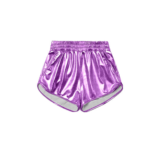 Baby Girls Lavender Pocket Leather Elastic Bottom Shorts Preorder