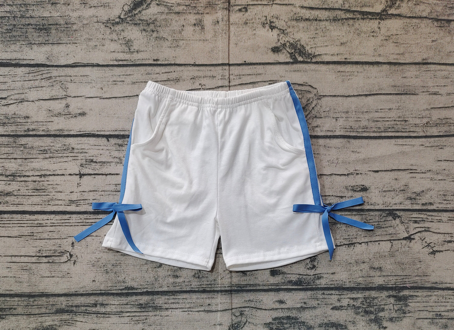 Baby Girls White Cotton Bow Sports Shorts Bottoms