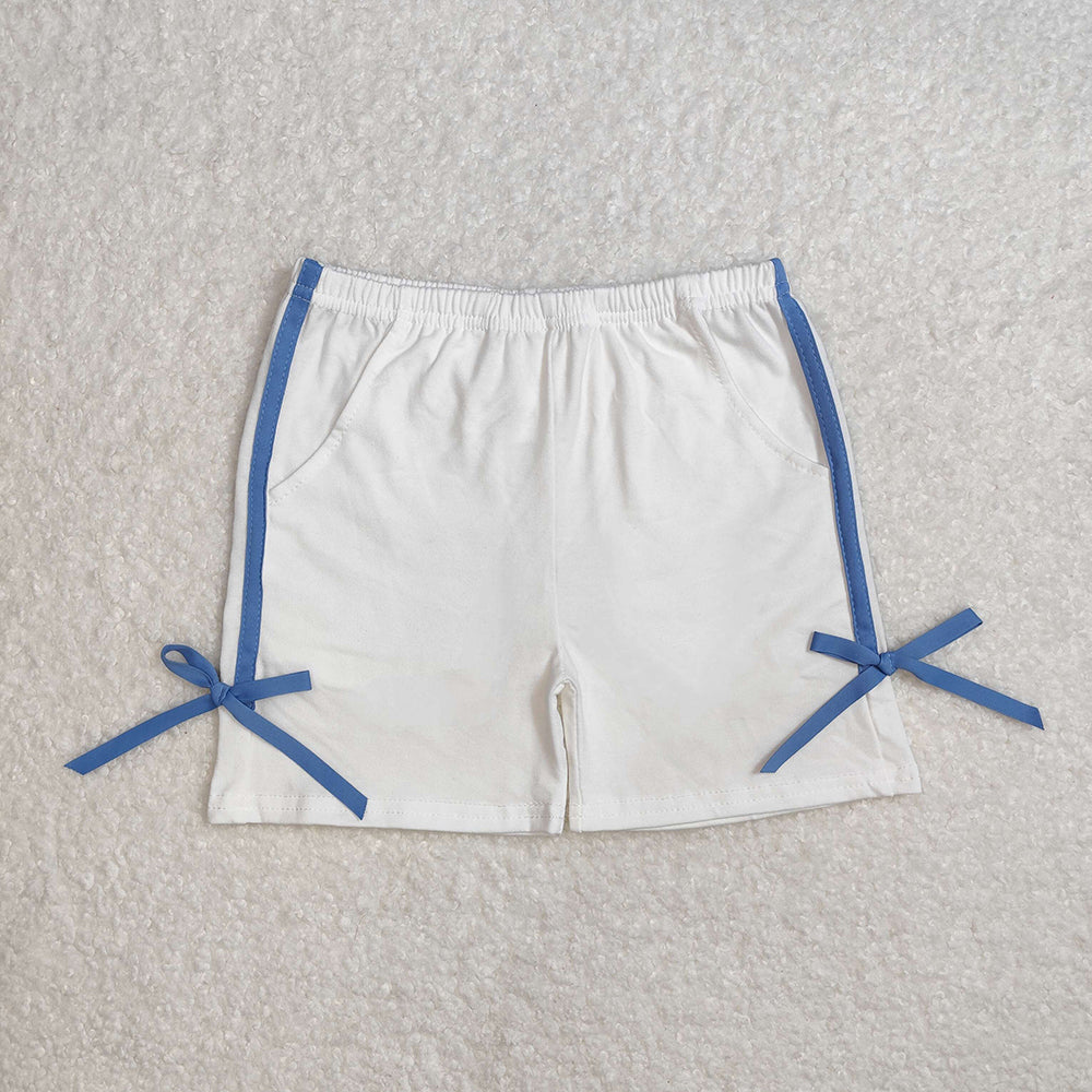 Baby Girls White Cotton Bow Sports Shorts Bottoms