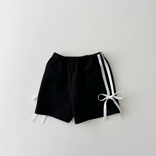 Baby Girls Black Cotton Bow Sports Shorts Bottoms Preorder
