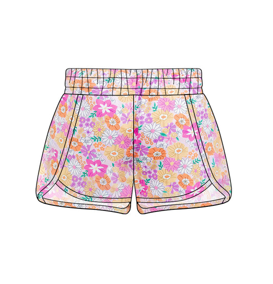 Adult Women Pink Purple Flowers Summer Shorts Preorder