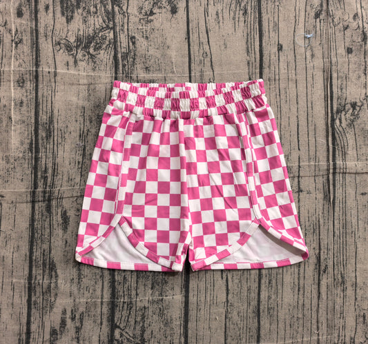Baby Girls White Pink Checkered Shorts Bottoms