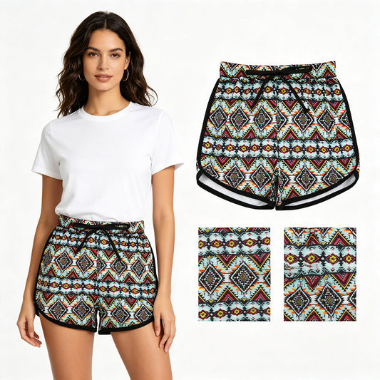 Adult Women Western Aztec Summer Shorts Bottom