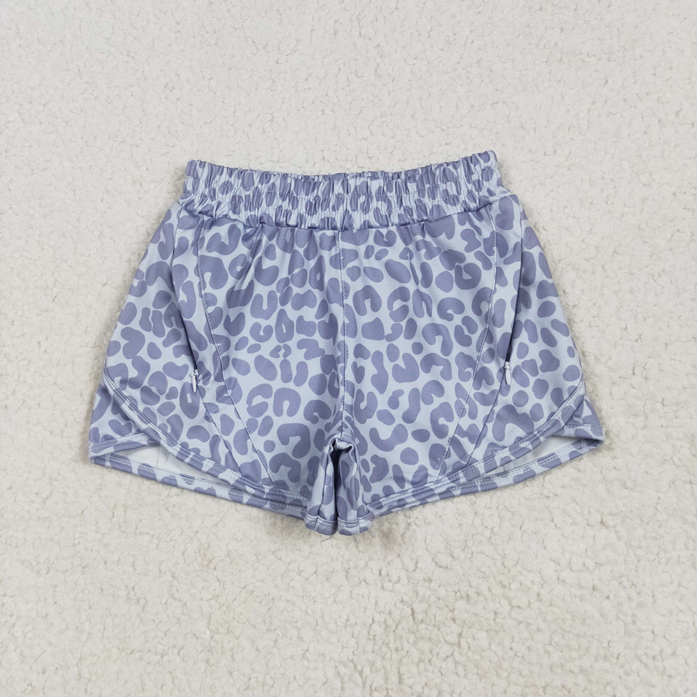 Mommy and Me Baby Girls Gray Leopard Yoga Shorts Bottoms