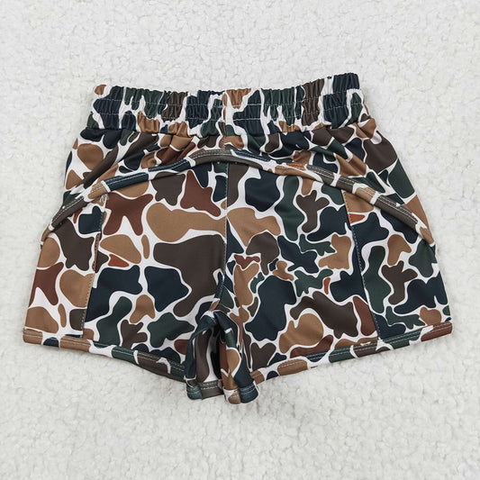 Baby Girls Dark Brown Camo Yoga Shorts Bottoms