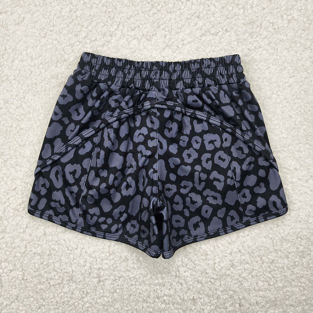 Baby Girls Black Leopard Yoga Shorts Bottoms