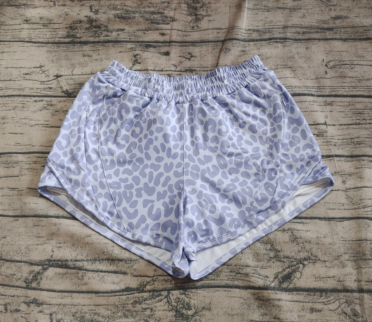 Adult Women Gray Leopard Yoga Summer Shorts