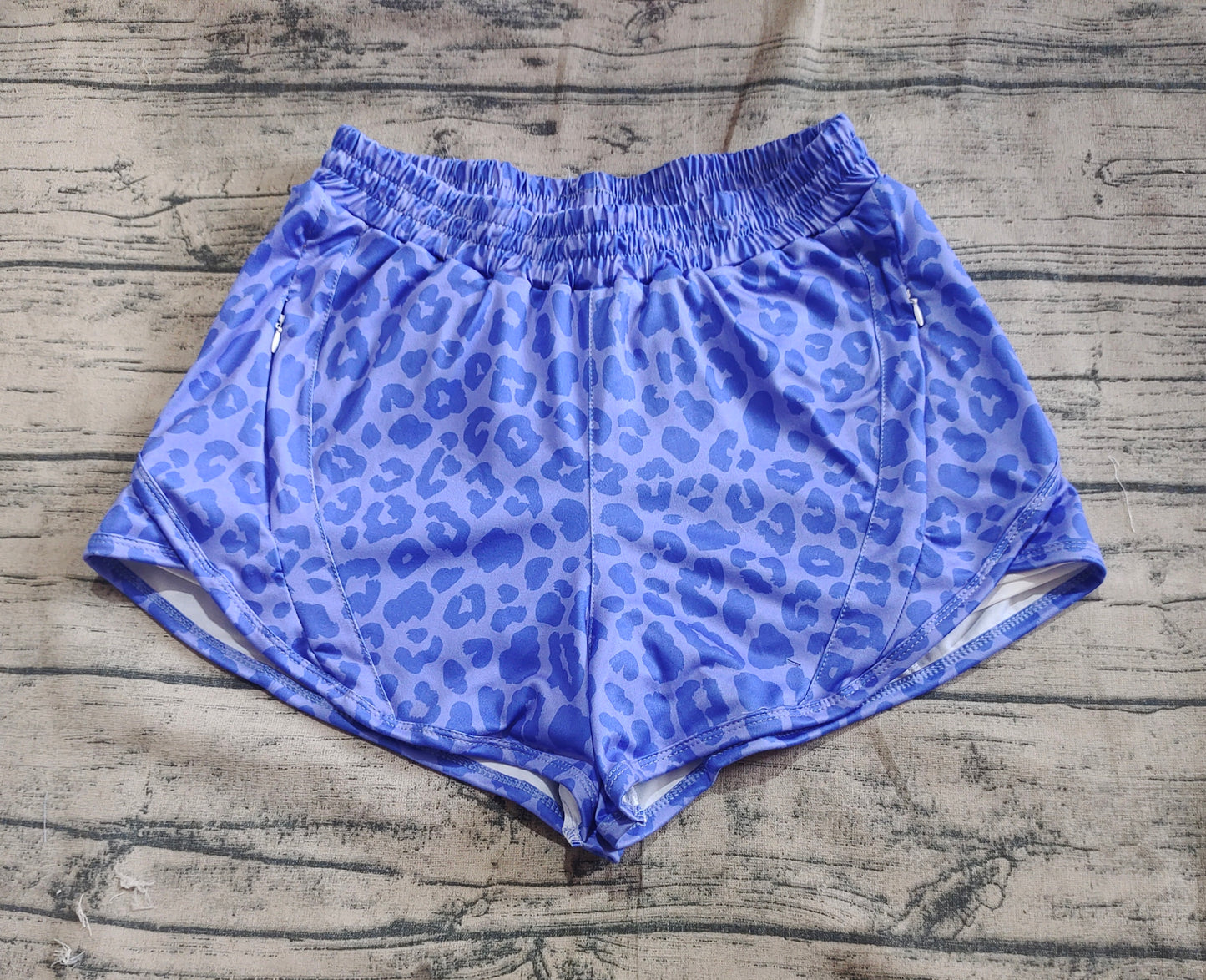 Adult Women Blue Leopard Yoga Summer Shorts