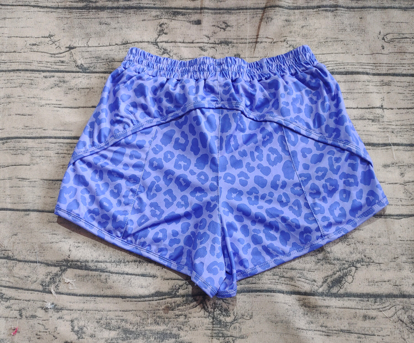 Adult Women Blue Leopard Yoga Summer Shorts