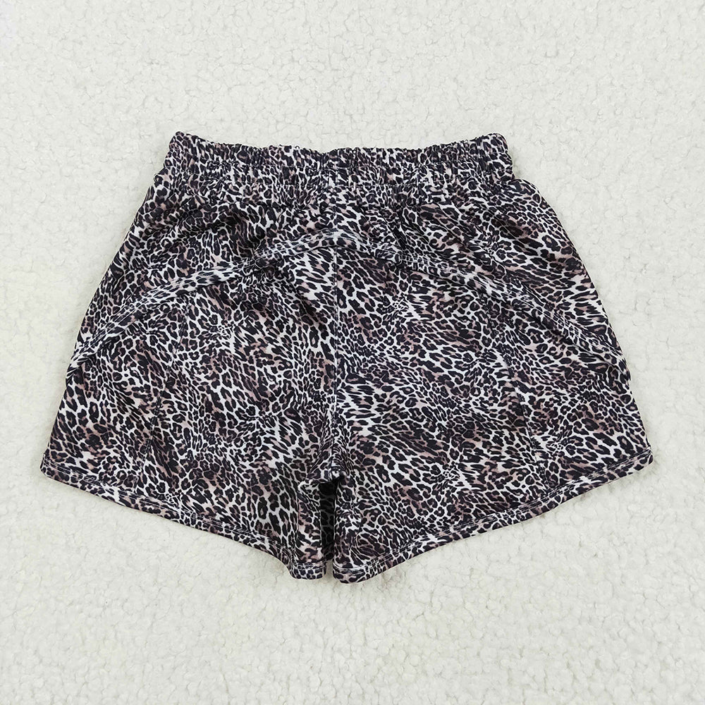 Baby Girls Black Leopard Yoga Shorts Bottoms