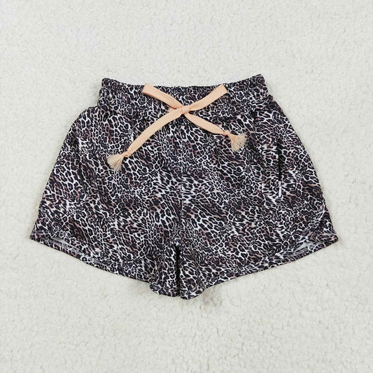 Baby Girls Black Leopard Yoga Shorts Bottoms