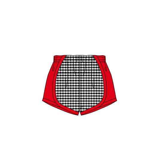 Preorder moq 5 Baby Girls Red Black Plaid Shorts Bottoms