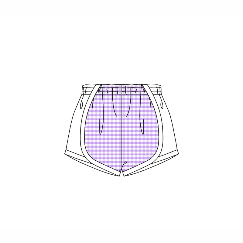 Baby Girls White Lavender Plaid Shorts Bottoms Preorder