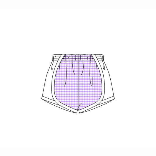 Baby Girls White Lavender Plaid Shorts Bottoms Preorder