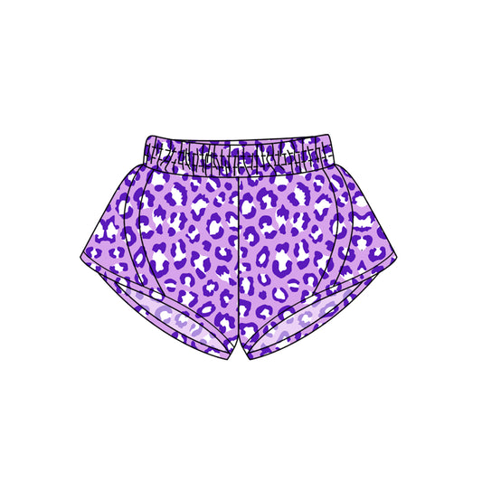 Baby Girls Purple Leopard Yoga Shorts Bottoms Preorder