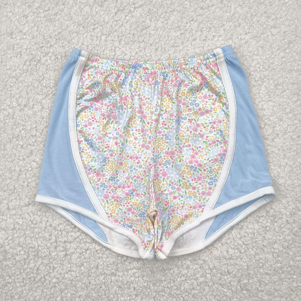Baby Girls Blue Floral Sports Shorts Bottoms