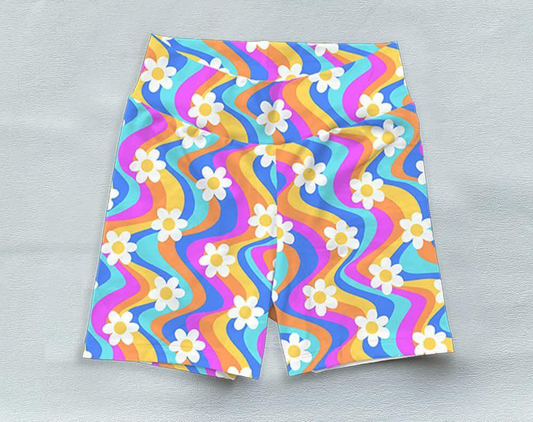 Preorder moq 5 Baby Girls Colorful Stripe Flowers Biking Shorts Bottoms