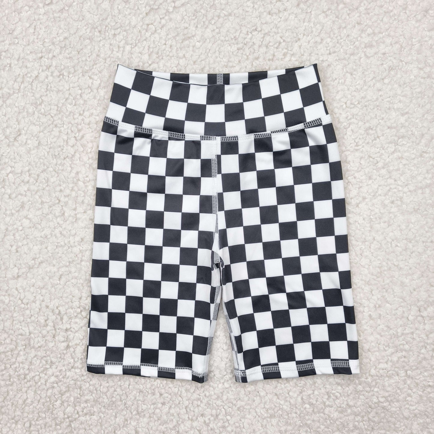 Baby Girls Black White Plaid Yoga Biking Shorts Bottoms