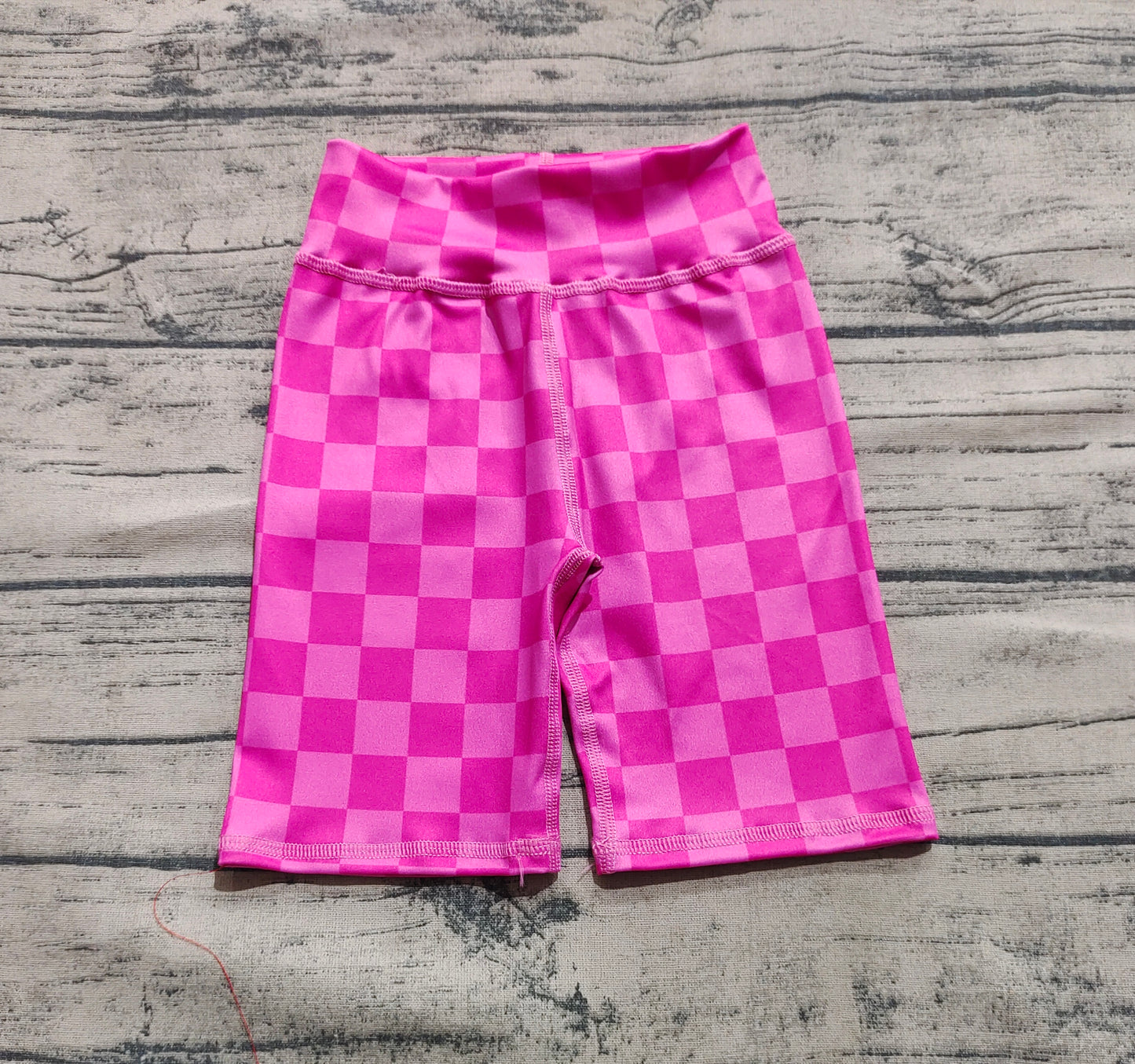 Baby Girls Pink Plaid Yoga Biking Shorts Bottoms