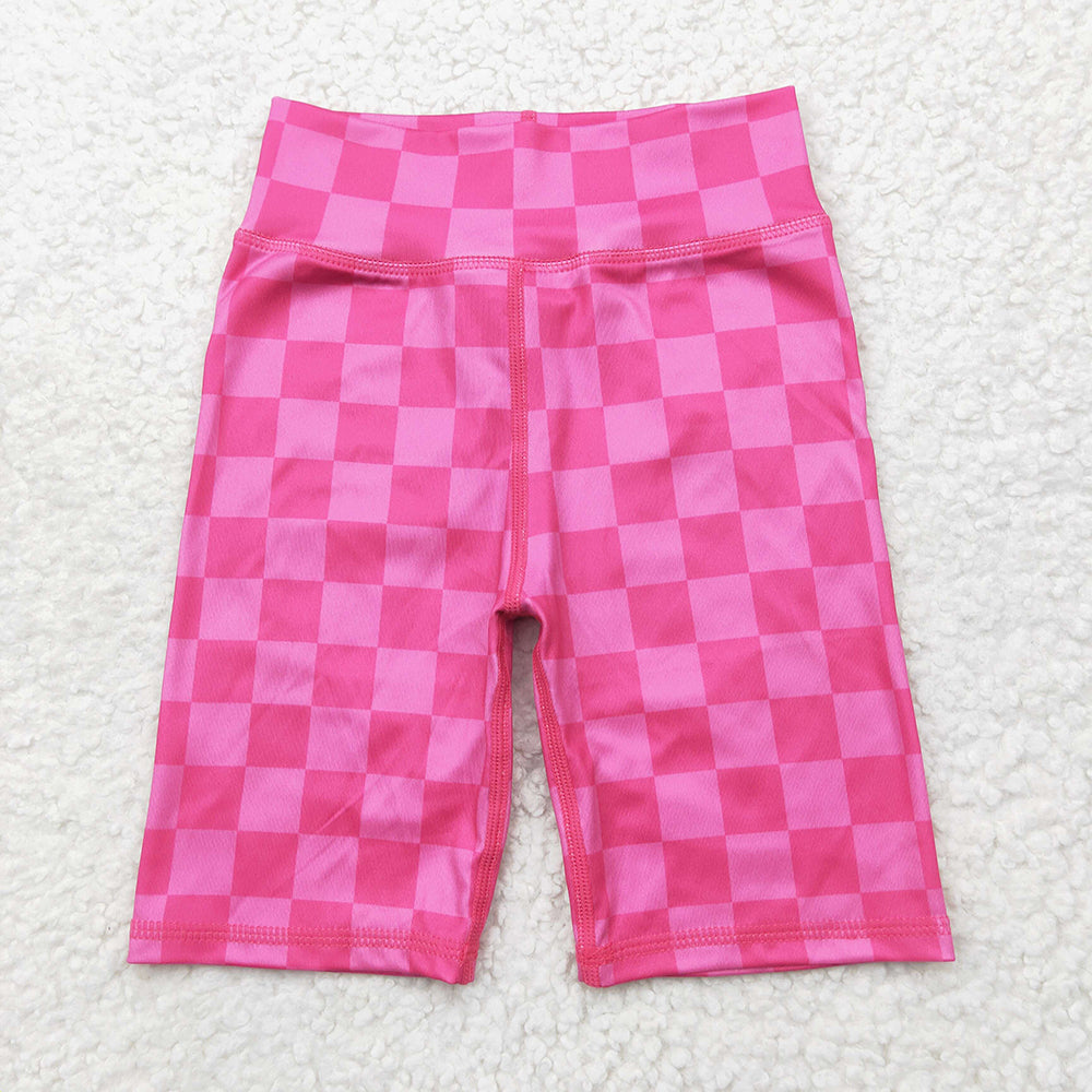 Baby Girls Pink Plaid Yoga Biking Shorts Bottoms