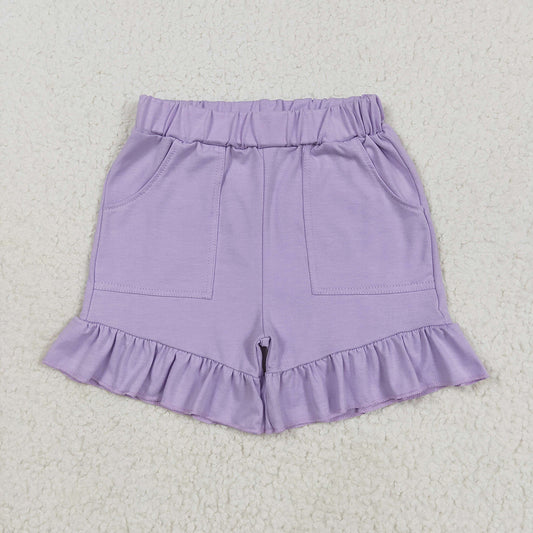 Baby Girls Lavender Pockets Summer Cotton Ruffle Short Bottoms