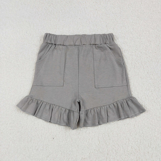 Sibling Baby Girls Lavender Grey Pockets Summer Cotton Ruffle Short Bottoms