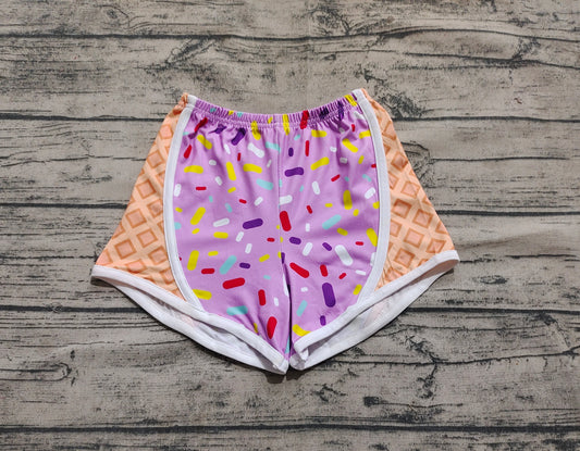 Baby Girls Purple Ice-cream Drip Yoga Shorts Bottoms