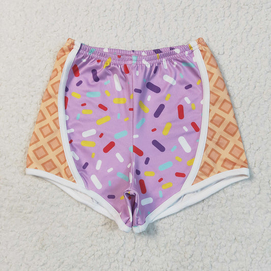 Baby Girls Purple Ice-cream Drip Yoga Shorts Bottoms