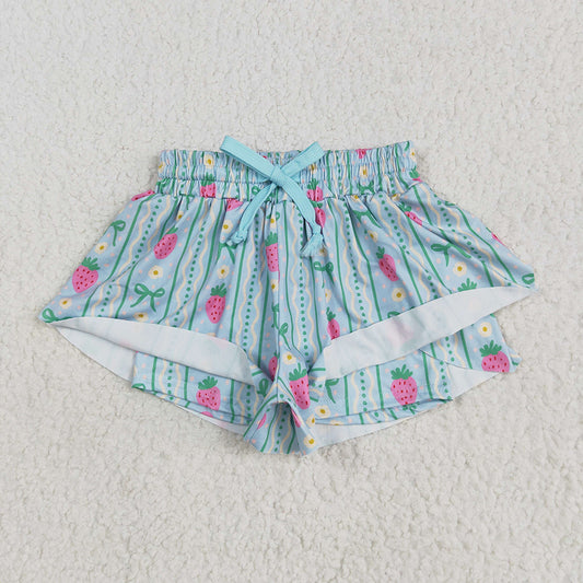 Baby Girls Strawberry Green Bows Summer Shorts Bottoms